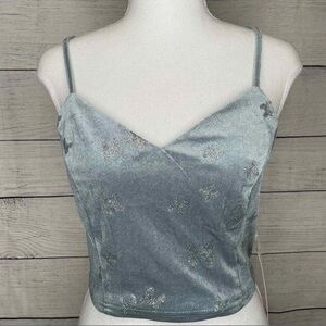 Y2K Women's Butterfly Blue Velvet Camisole